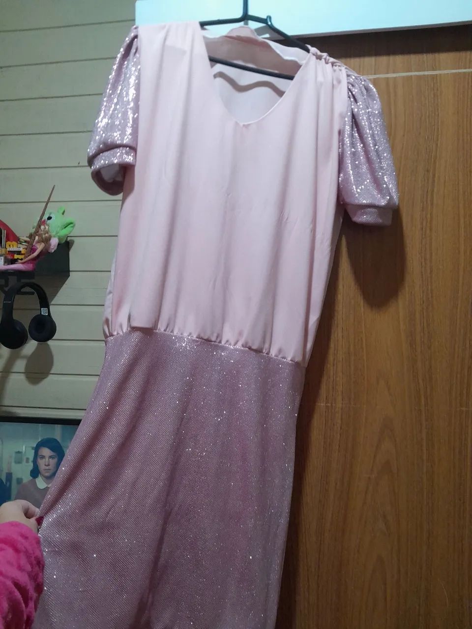 Vestido Pink com Detalhes em Paetê