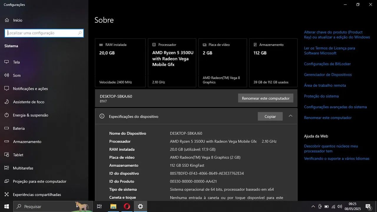 Notebook Lenovo Ideapad S145 AMD Ryzen 5-3500U, Radeon RX Vega 8, 20GB RAM, SSD 120GB - Foto 3