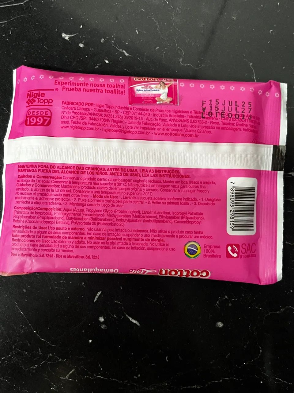 Toalhas Umedecidas Demaquilante Cotton Line 24 Unidades Sem Perfume Removedor de Maquiagem - Foto 4