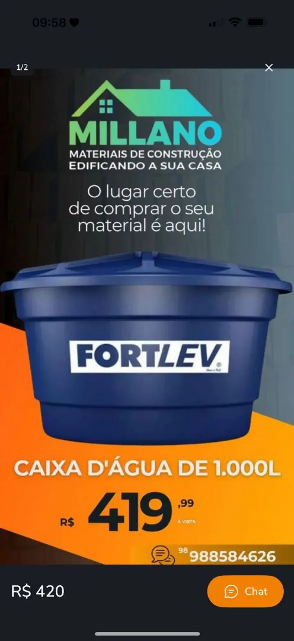 CAIXA D'ÁGUA 1000L FORTLEV