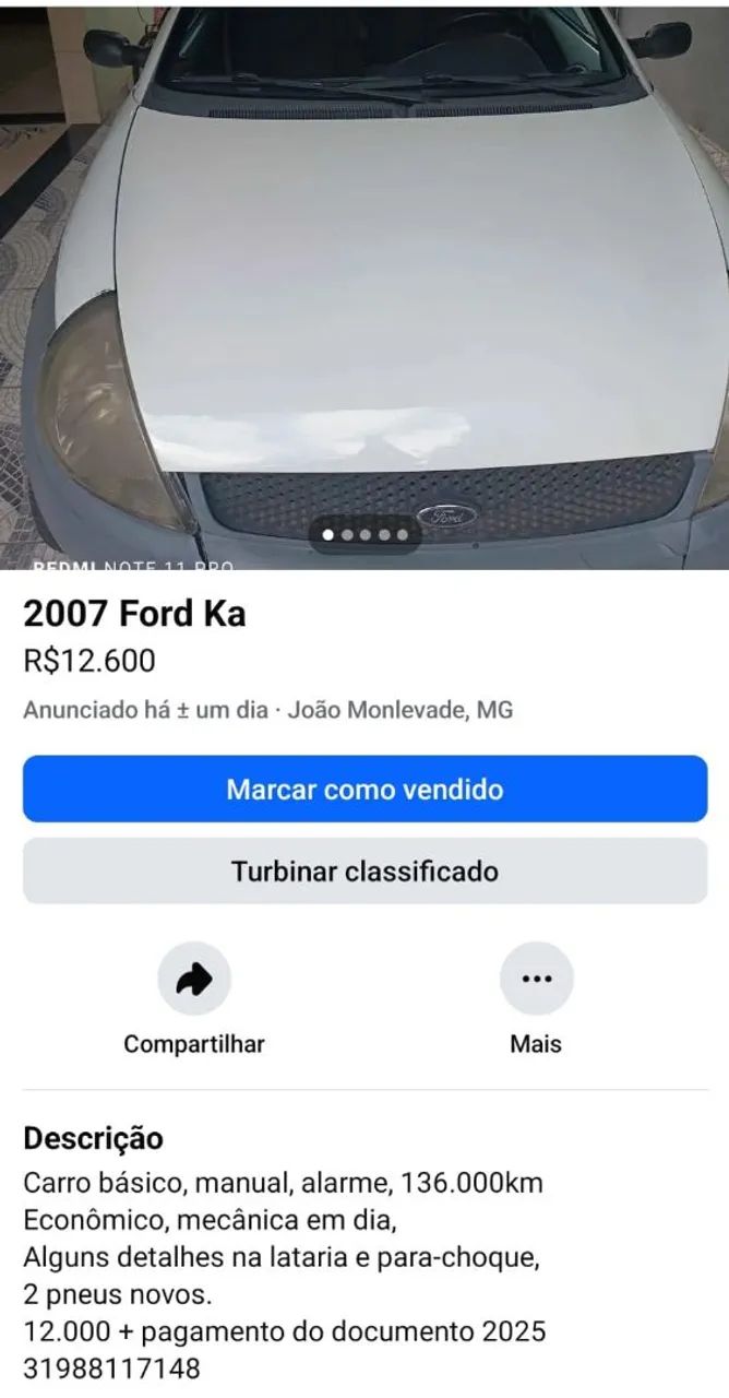 Ford Ka 2007 branco 