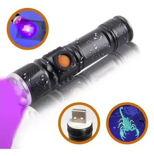 Lanterna Profissional com Luz Negra UV Ultra Violeta Bateria Recarregável - Foto 5