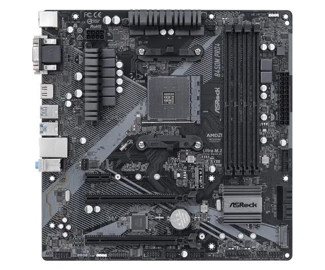 Placa-mãe OEM ASRock B450M Pro4 AMD AM4 MATX DDR4