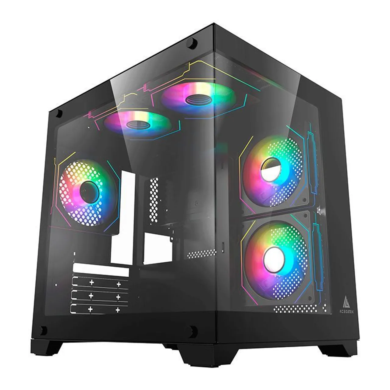Gabinete Gamer Acegeek Vacancy L375 Mid-Tower Vidro Preto sem fans novo lacrado