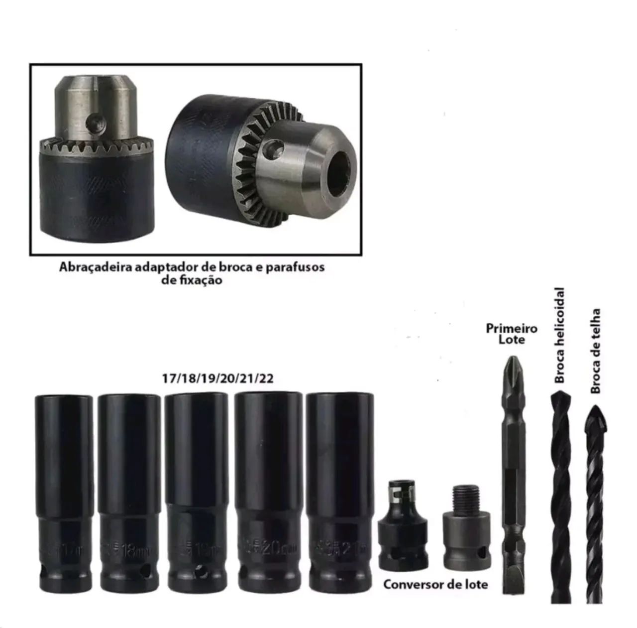 Chave de Impacto Parafusadeira Furadeira a Bateria 48V Kit - Foto 3