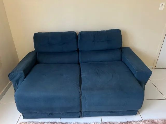 Sofá azul retrátil e inclinável  - Foto 3