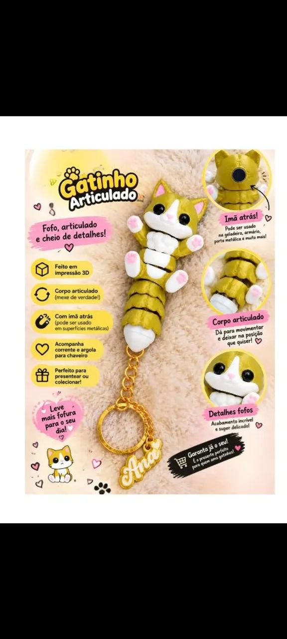 Gatinho articulado em 3D