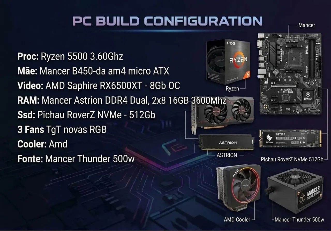 Pc Gamer Ryzen5+ RX 6500xT  - Foto 4