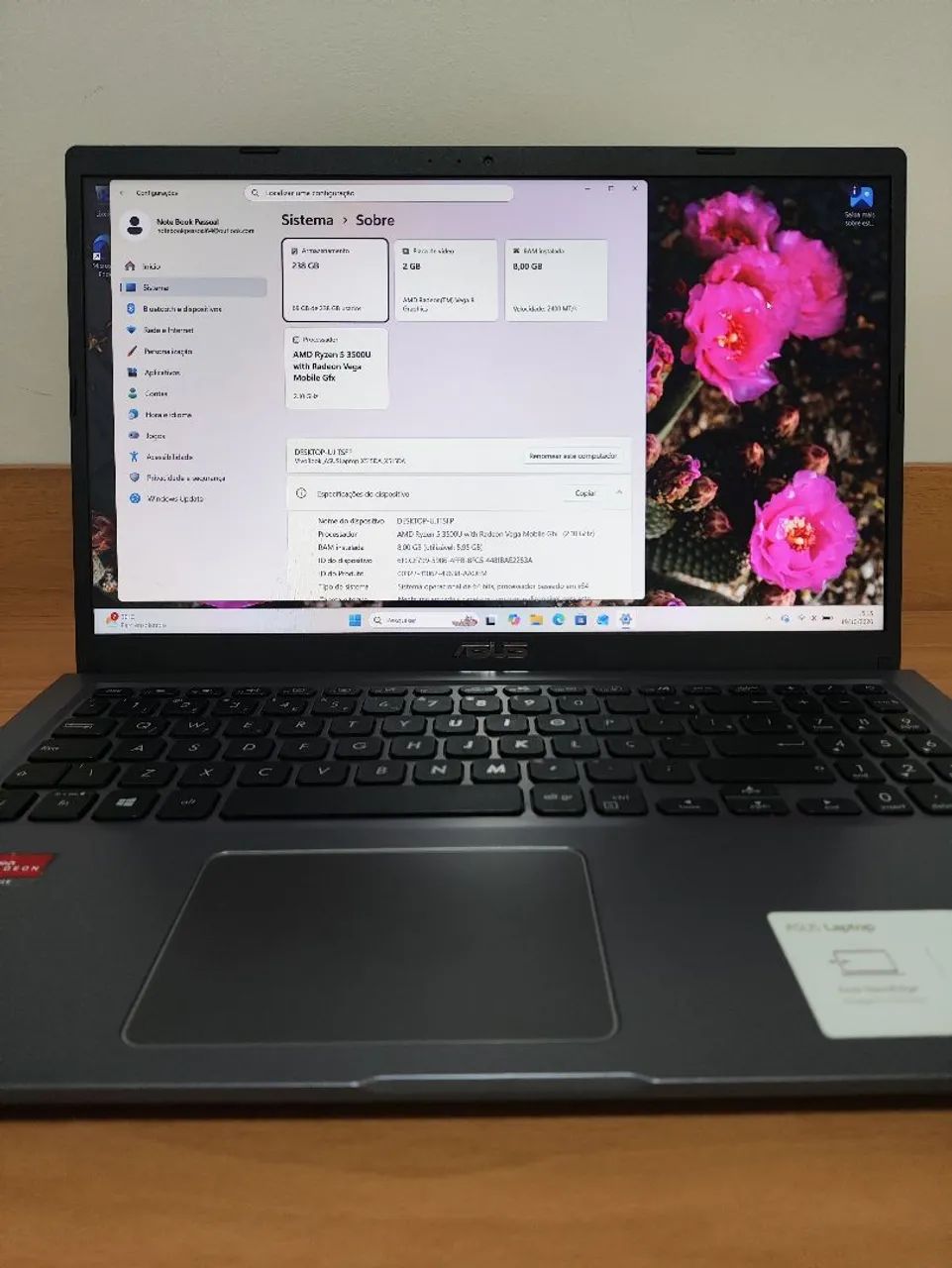 NOTEBOOK ASUS RYZEN 5 - 8GB RAM - SSD 256GB - Foto 3
