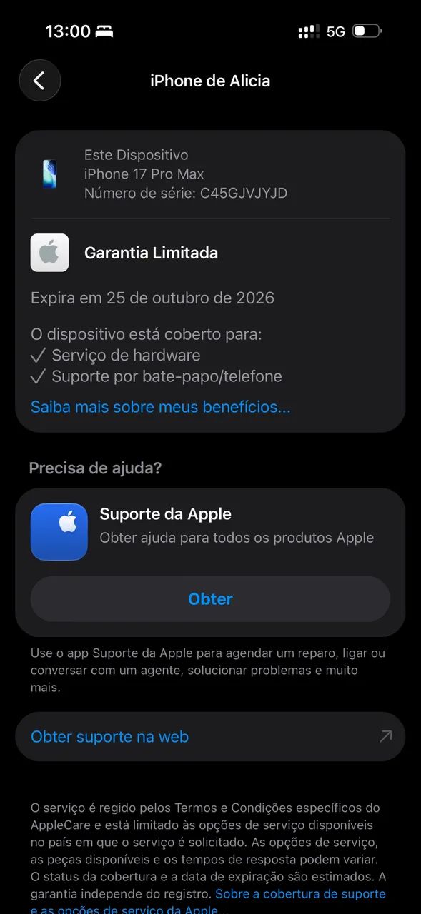 Vende-se iphone 17 pro Max , 256GB garantia Apple . Aceito proposta .