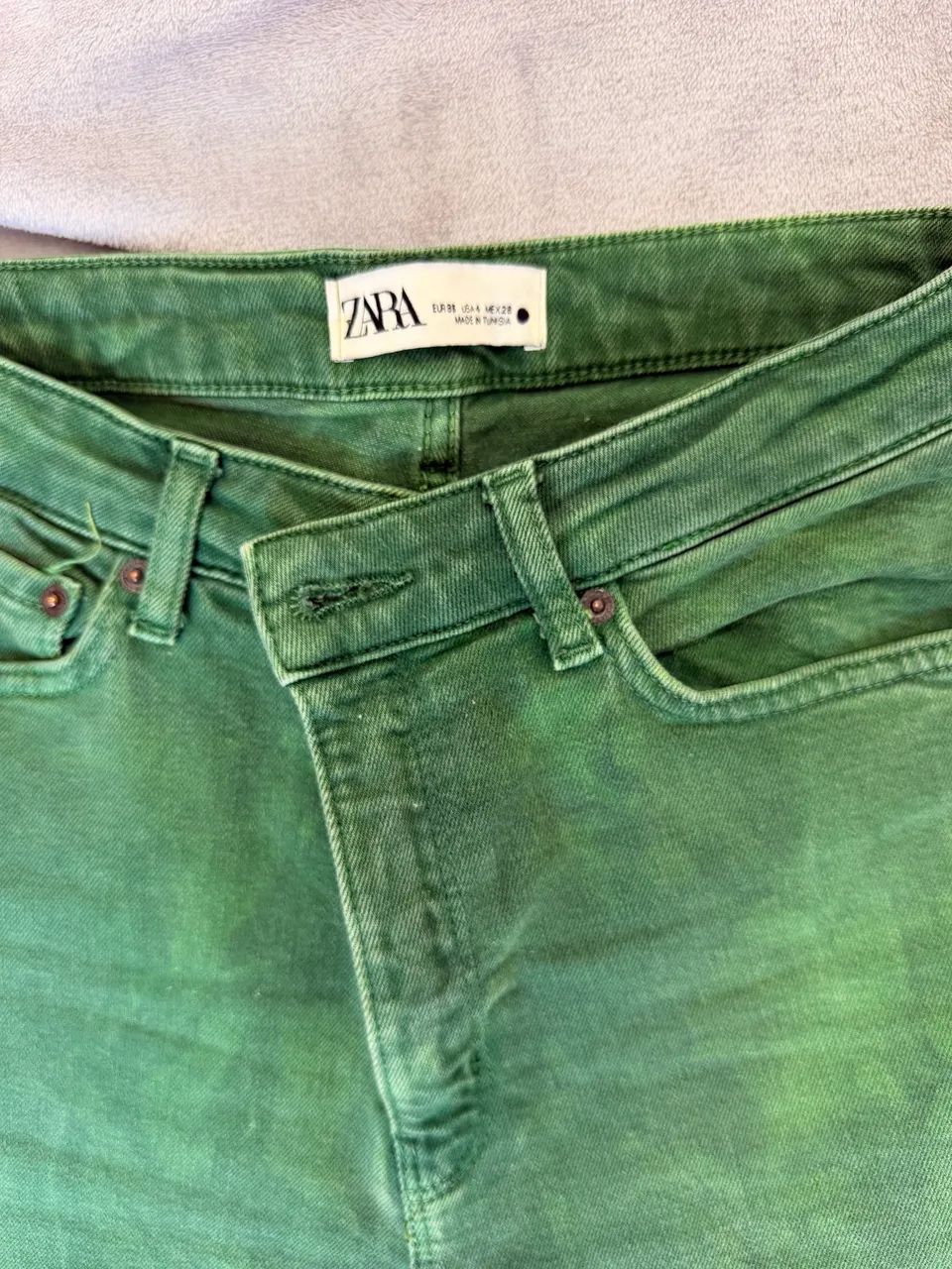 Calça jeans verde Zara - Foto 2