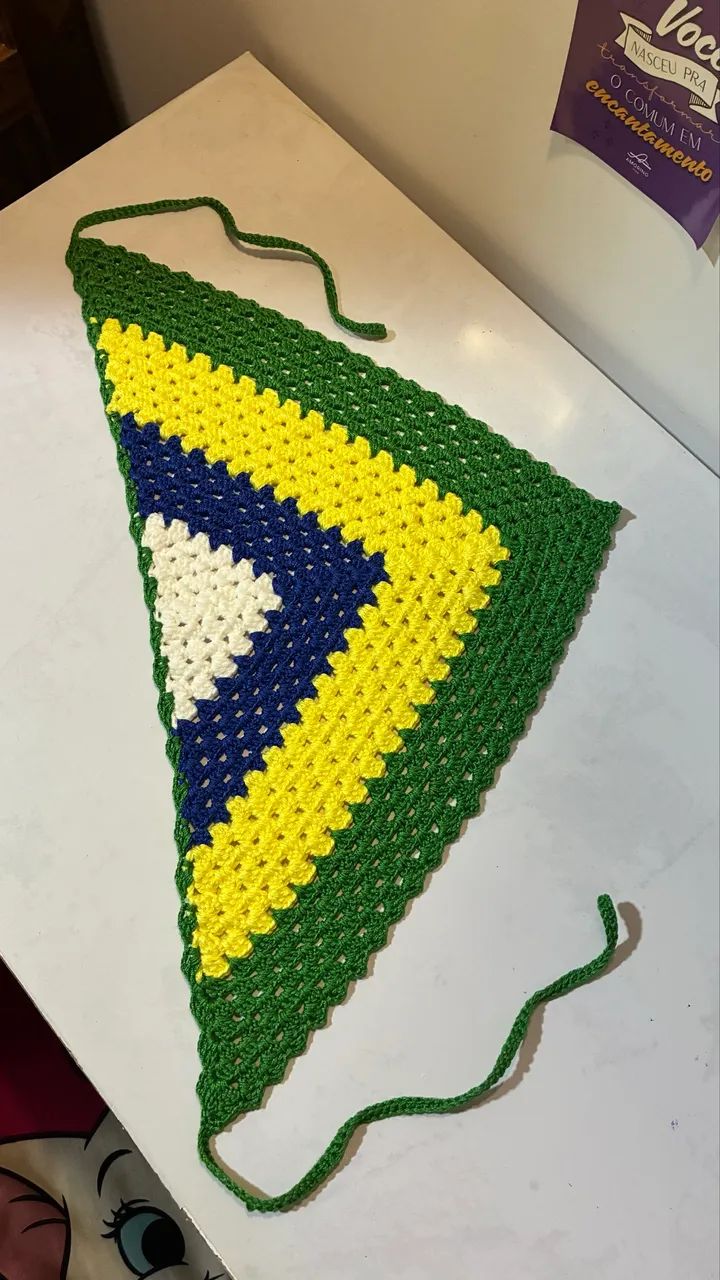 Bandana/Cropped de Crochê Brasil Copa do Mundo