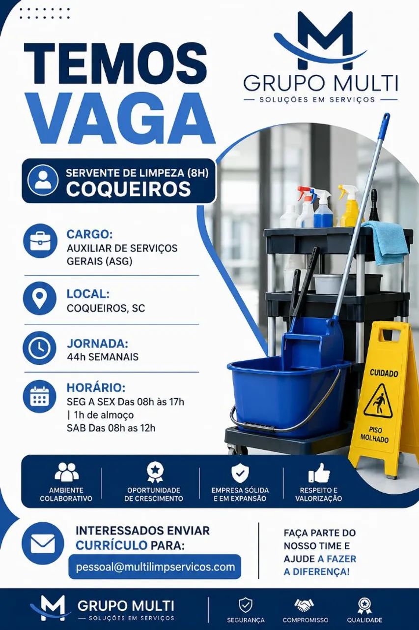 AUXILIAR DE SERVIÇO GERAIS - 44HS COQUEIROS 