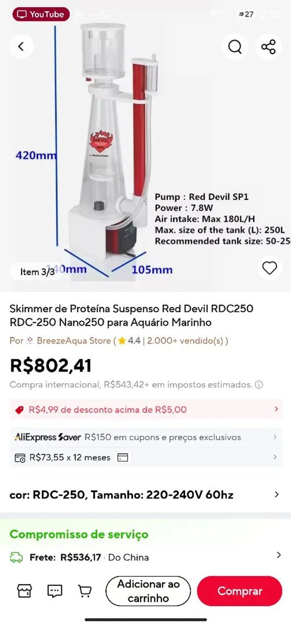 Skimmer Red Devil RD-250 completo  - Foto 4