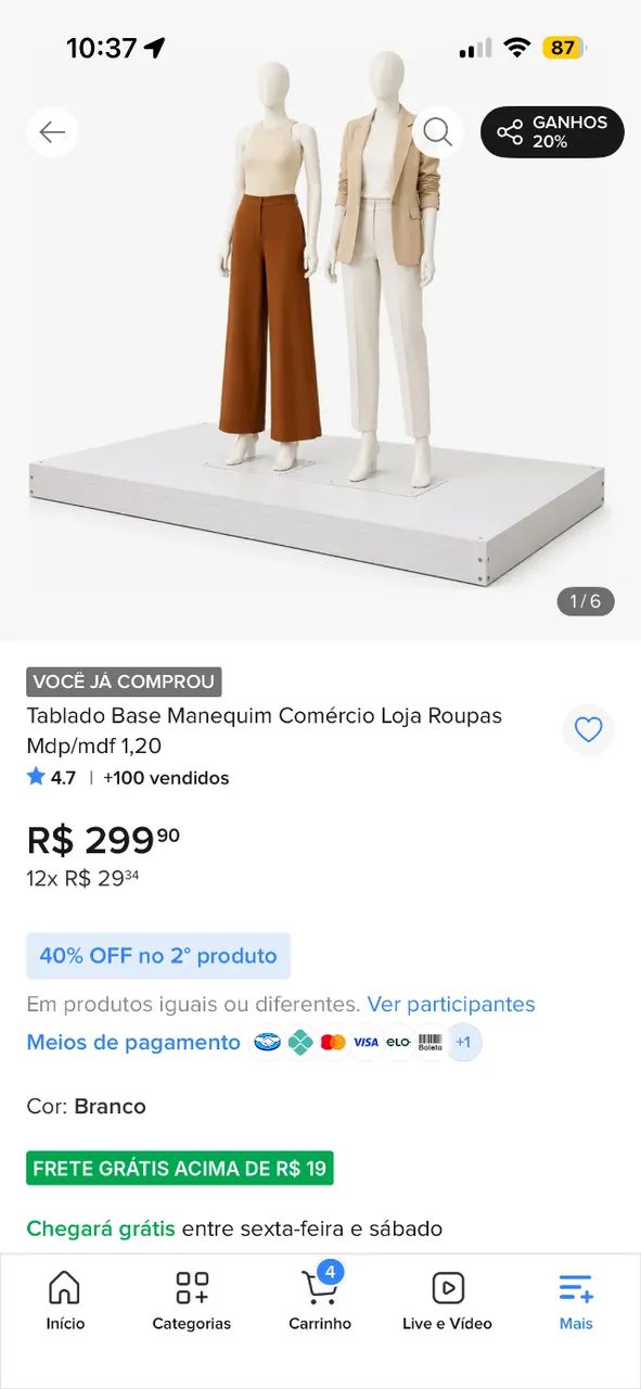 Tablado para manequim