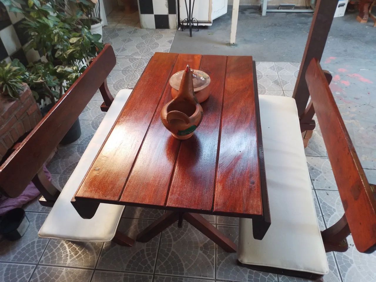 Mesa e bancos para área externa churrasqueira  - Foto 2