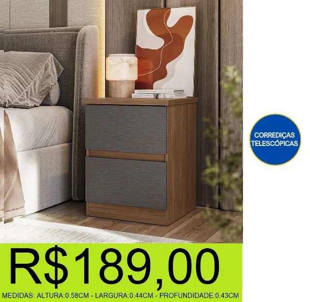 mesa de cabeceira - com duas gavetas - compre hoje e receba em até 72 horas  - Foto 3