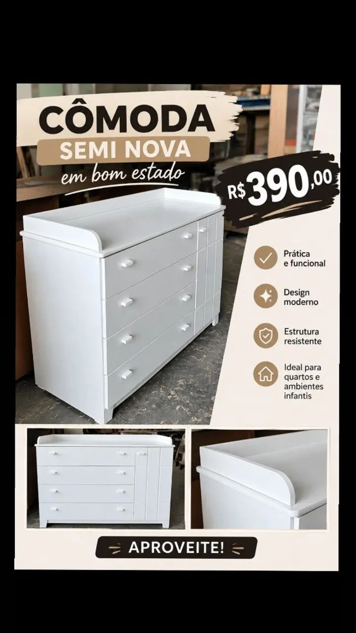 CÔMODA GRANDE, USADA EM BOM ESTADO