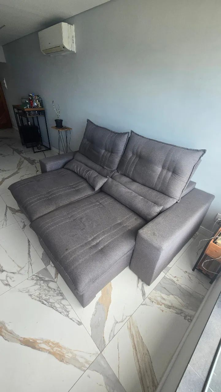 Sofá retrátil cinza 2.40m - Foto 3