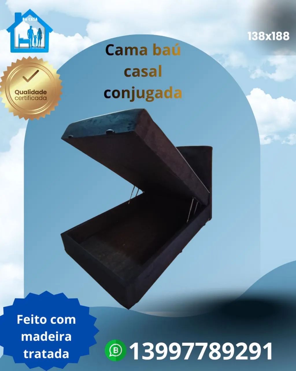 Cama box baú Casal com Colchão Acoplado D33