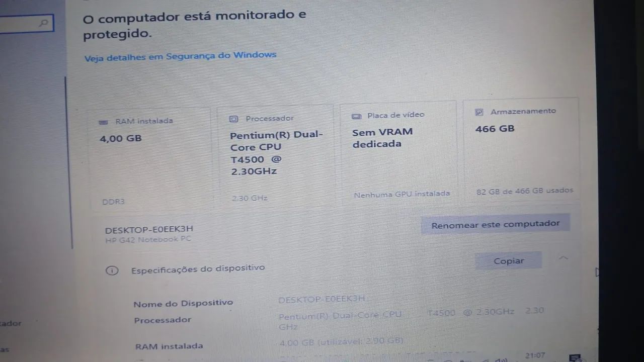 Notebook HP G42 4GB RAM + HD 466GB + Caixas de Som - Foto 4