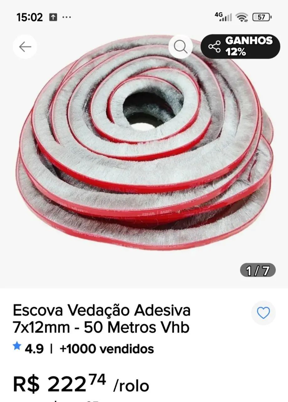 Vendo escova vedação 