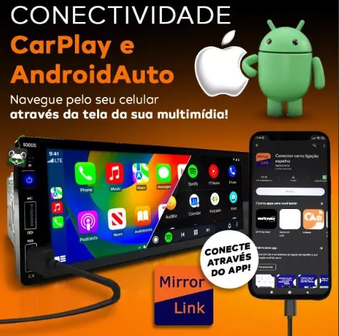 Multimídia 1 Din Tela 5 Polegadas N Precisa Moldura Carplay Android Espelhamento Som Carro - Foto 3