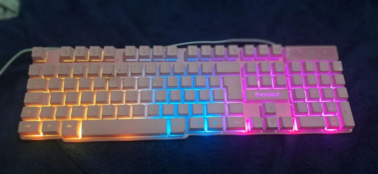 Teclado Semi Mecânico e Mouse Gamer Evolut Rosa - Foto 4