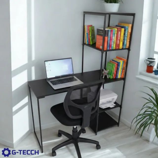 Mesa de Escritório Industrial NOVA com Estante para Computador Notebook de Estudo Multiuso - Foto 2