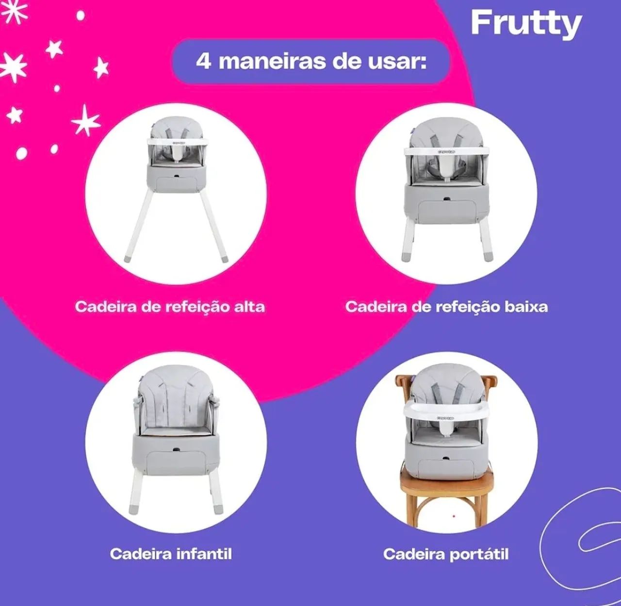 Cadeira de Alimentação Cosco Frutty (4 em 1) - Cinza - Completa - Foto 4