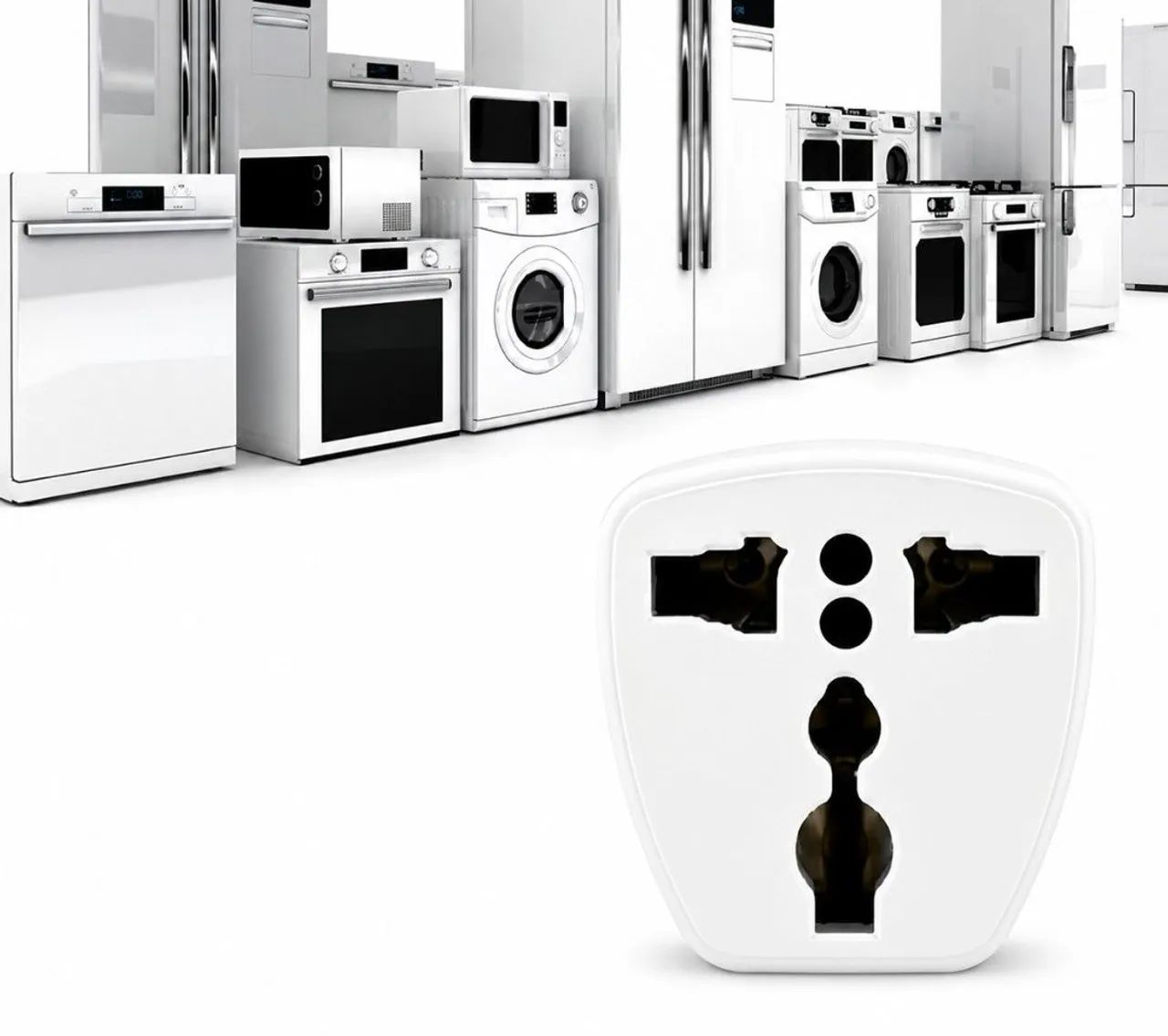 Adaptador plug de tomada 2 pino chato internacional EUA USA Japão UE Brasil tipo A branco - Foto 5