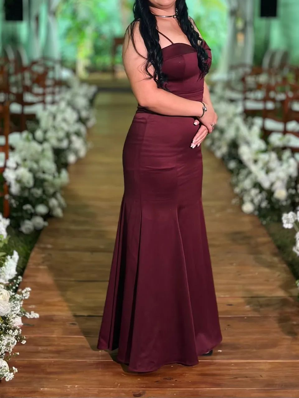 Vestido longo marshala