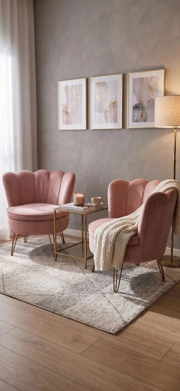 2 Poltronas Dália Takeda Pés Hairpin Legs Bronze