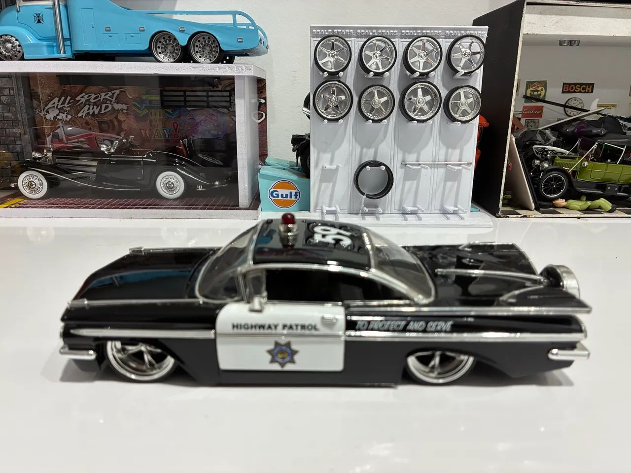 Miniatura chevy Impala 59 polícia 