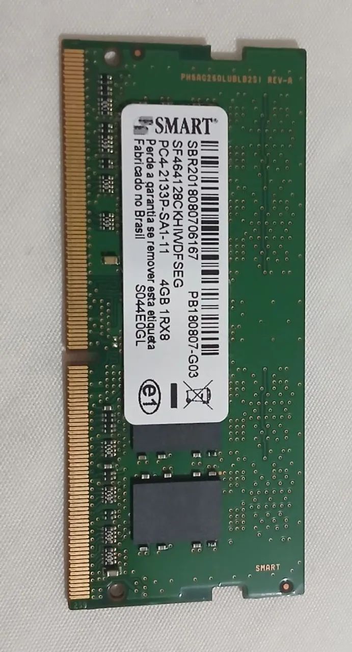 Mémoria ram 4gb ddr4 sodimm notebook