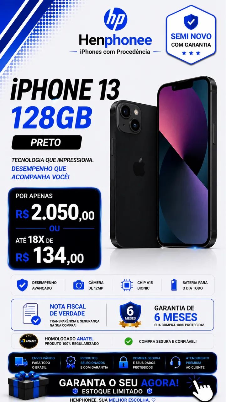 iPhone 13 128G Nota fiscal 