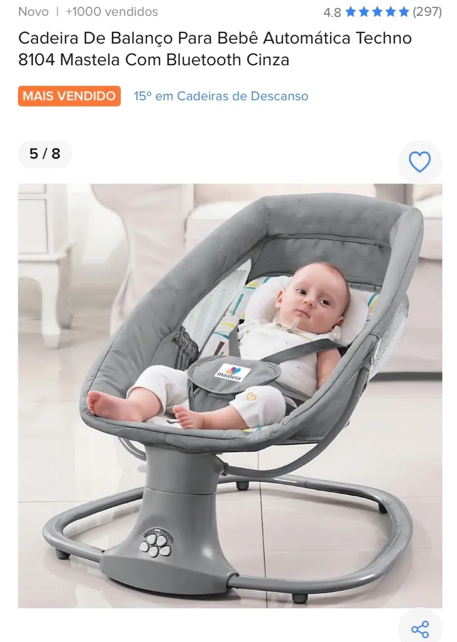 Cadeira De Descanso Para Bebê- Mastela Techno Premium Elétrica muito nova - Foto 3