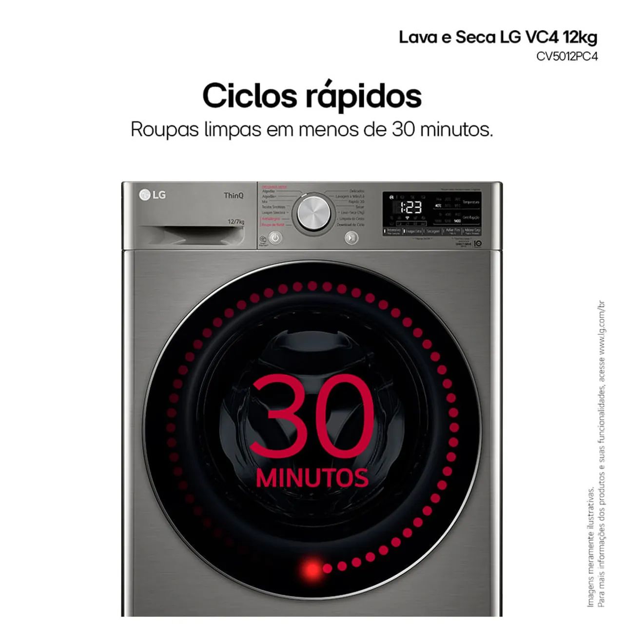 Lava e Seca Smart LG VC4 12kg Inox Look com AIDD? CV5012PC4A - Foto 2