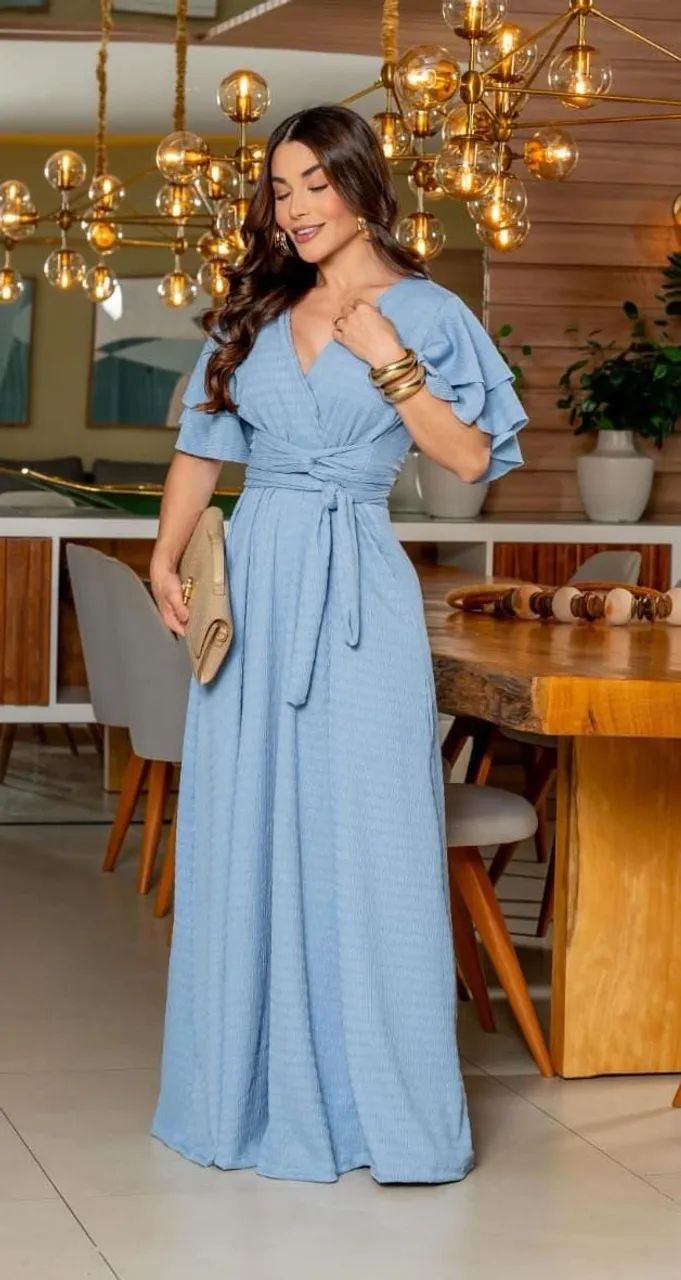 Vestidos na cor azul e rosa florido - Foto 2