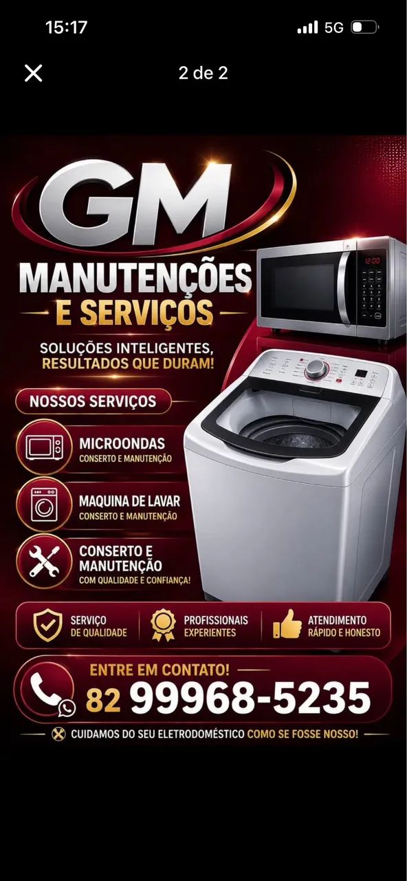 CONSERTO DE MÁQUINA DE LAVAR ROUPA E MICROONDAS