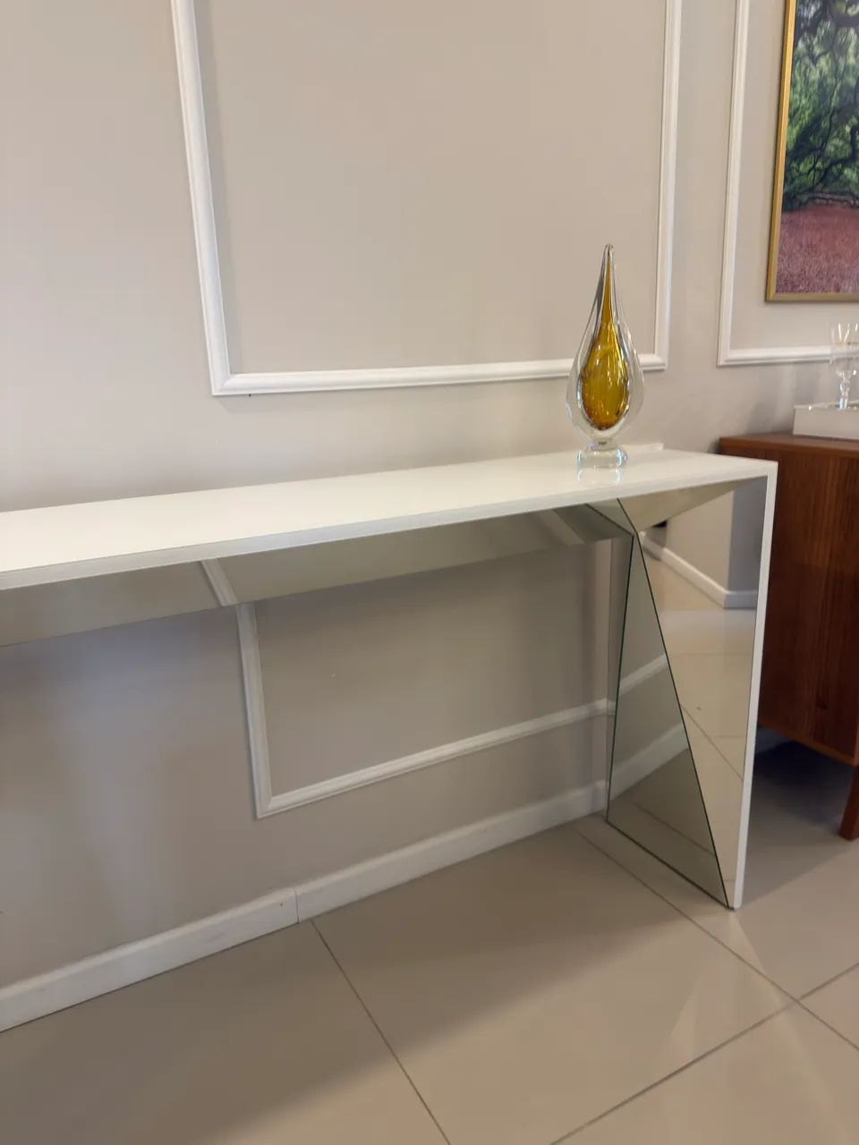 Aparador de vidro branco com espelho  - Foto 3