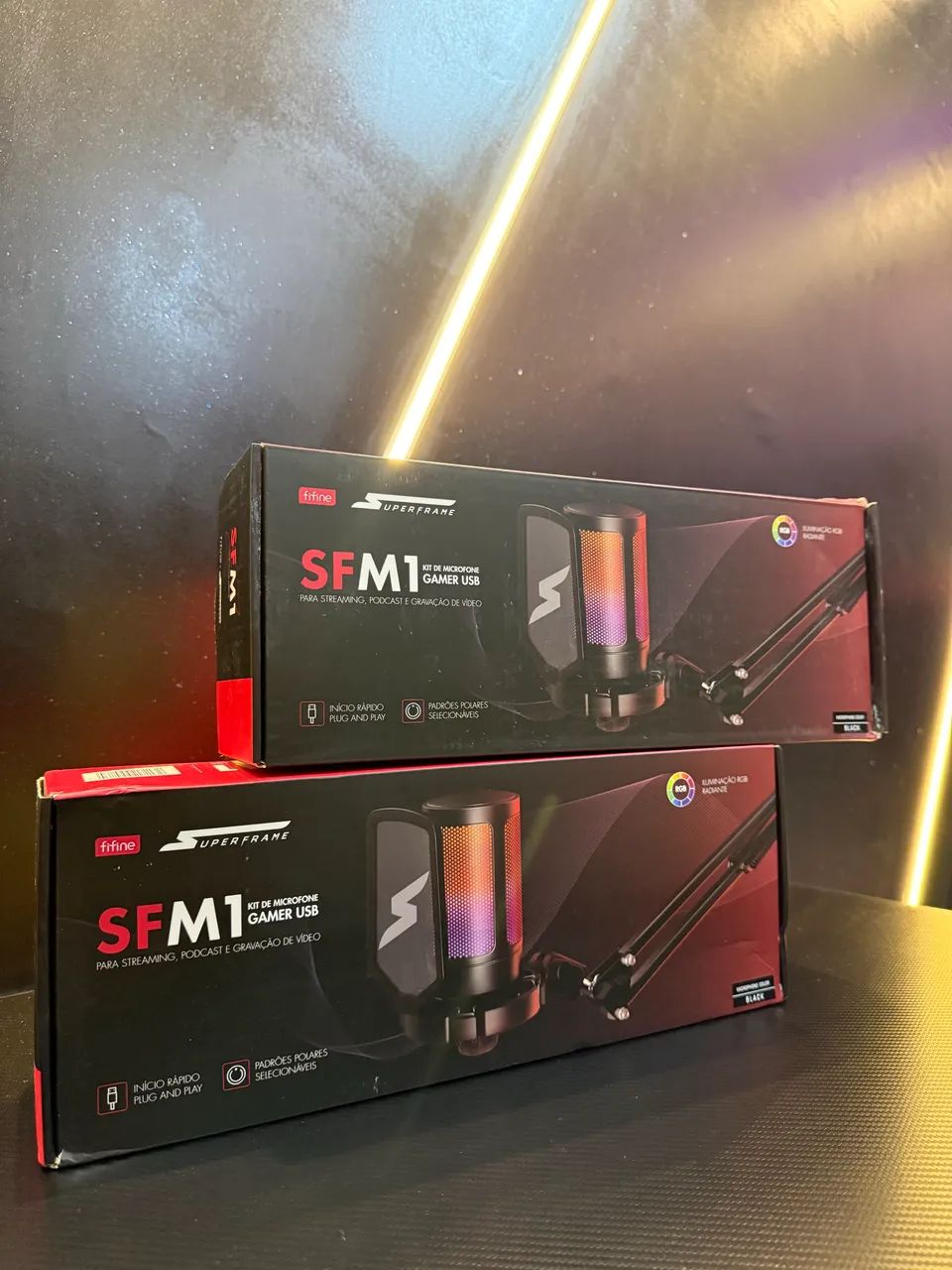 Microfone Gamer RGB Fifine SF com suporte - Foto 2