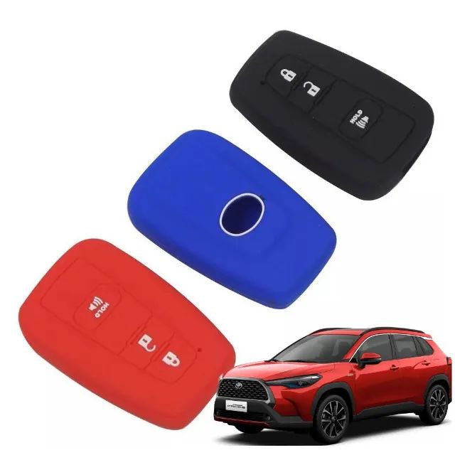 Capa de Chave Carro Toyota Corolla Cross 2020 a 2025 em Silicone Acessório Emborrachado - Foto 3
