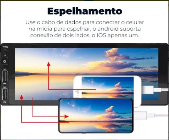 Multimídia 1 Din Tela 5 Polegadas N Precisa Moldura Carplay Android Espelhamento Som Carro - Foto 4