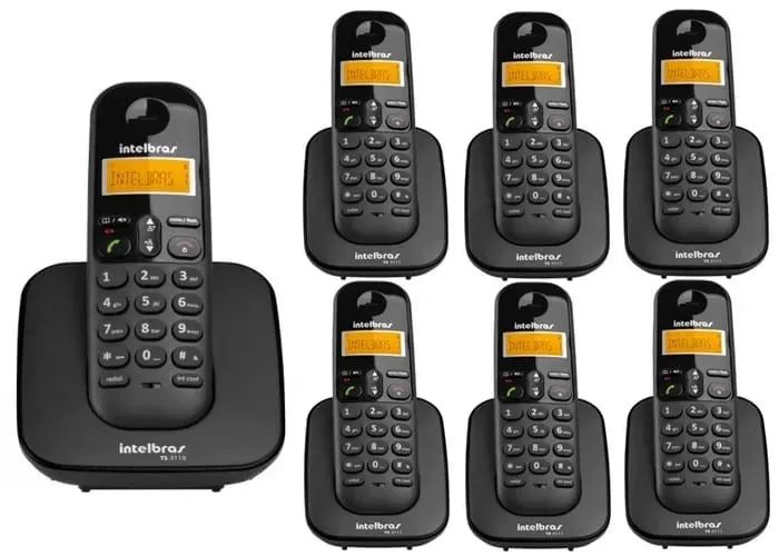 Kit telefone intelbras sem fio Ts 3110 + 6 ramais Ts 3111