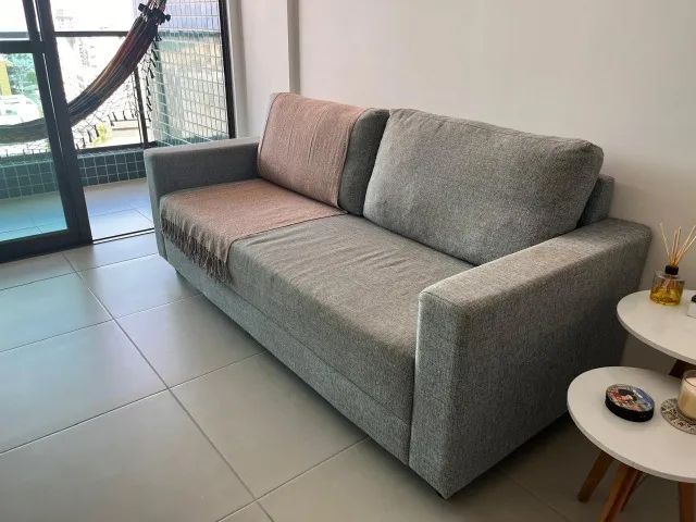 Sofá Tok&Stok Muy 3 Lugares Cinza Claro - Excelente Estado - Foto 3