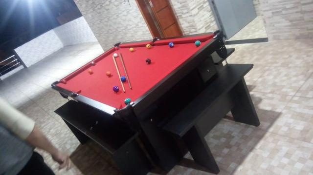 Mesa Charme Cor Preta Tecido Vermelho Mod. LEHY4074 - Foto 2