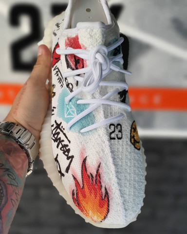 yeezy 350 v2 triple white custom