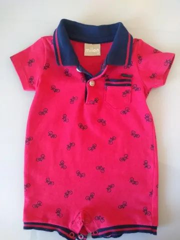 Macacão de verão manga curta marca Milon, tamanho M (3 a 6 meses)