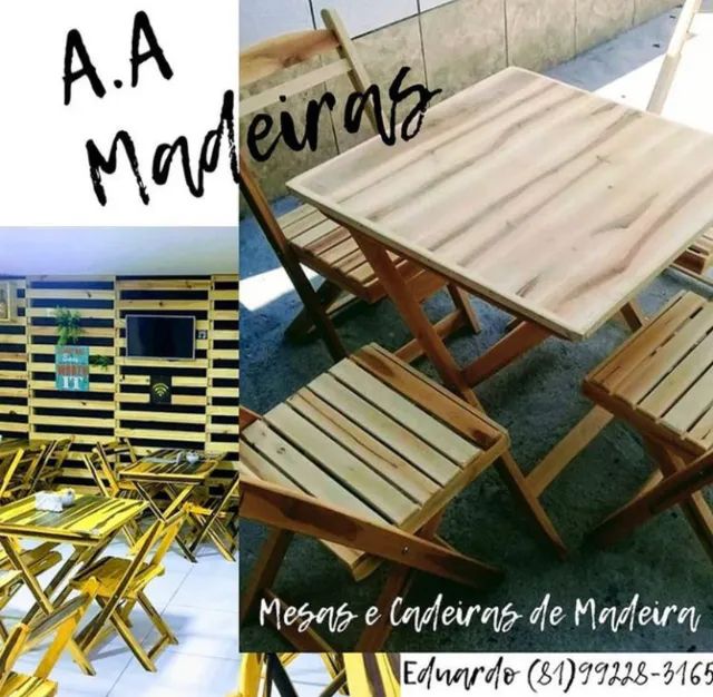 Mesas e Cadeiras de Madeira 